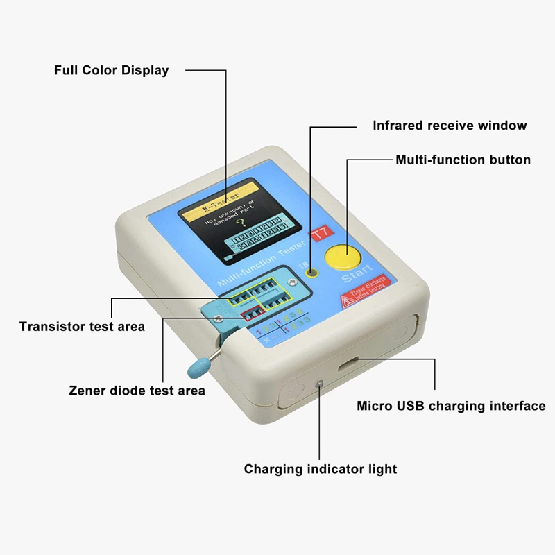 تستر قطعات الکترونیکی (+دیکودر IR ریموت) LCR-T7 (+ باتری)