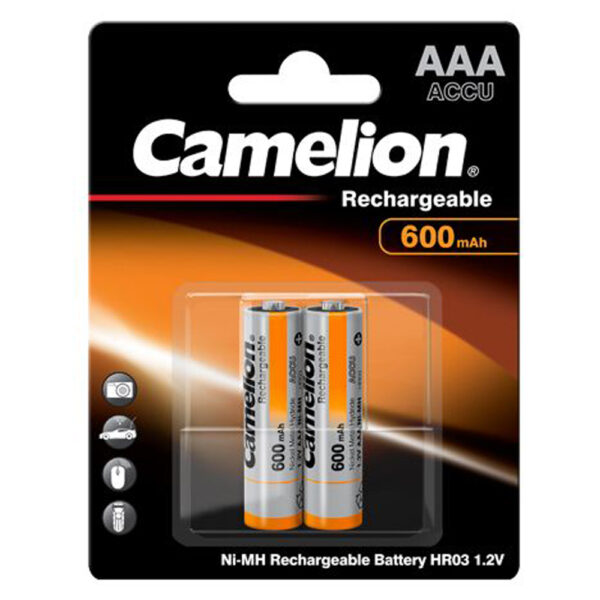 باتری نیم قلمی قابل شارژ Camelion 600mAh (بسته 2عددی)